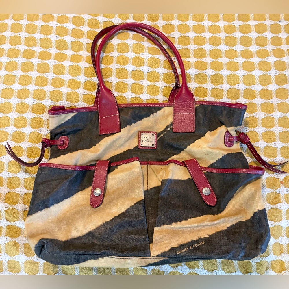 Dooney & Bourke Red and Brown Tote